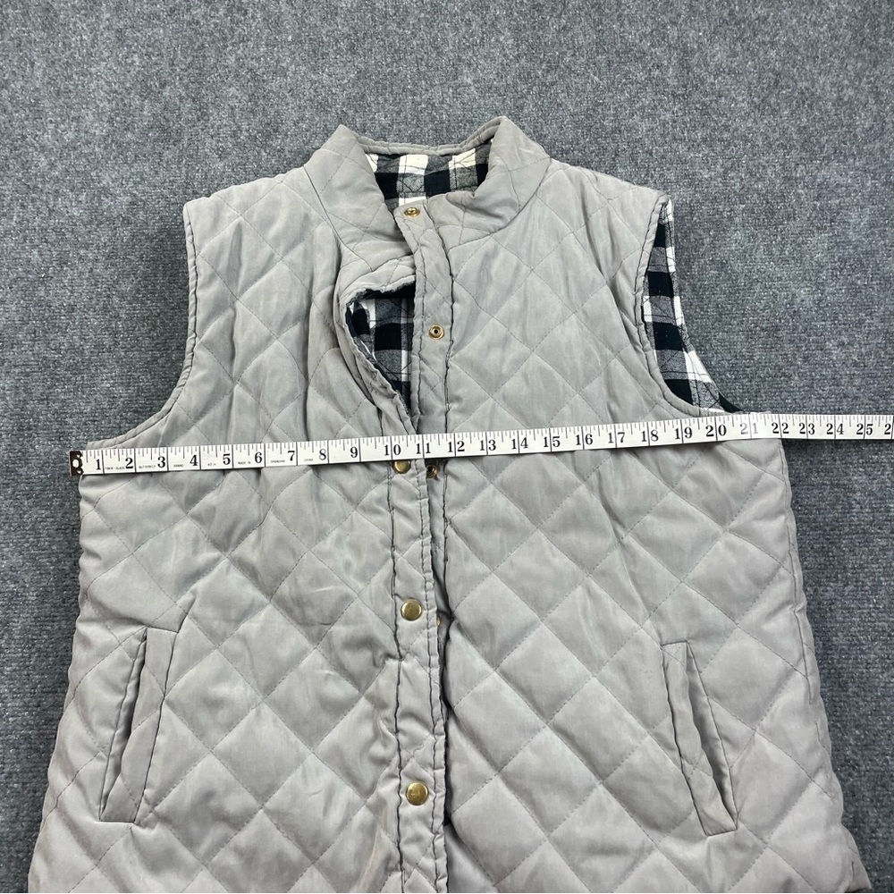 JEN & CO Women’s Quilted Black Gingham/Grey Reversible Vest size: XXL - Picture 7 of 10